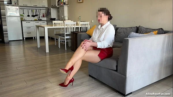 Female Domination Handjob and Legs Fuck in Pantyhose and High Heels