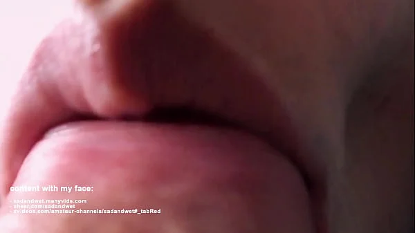 EXTREMELY CLOSE UP BLOWJOB, LOUD SUCKING ASMR SOUNDS & HUGE THROBBING CUMSHOT IN MOUTH