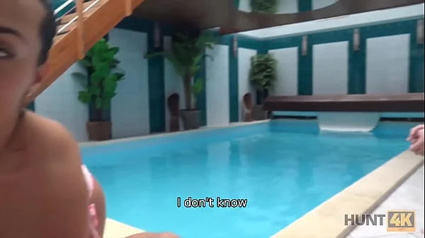 HUNT4K. Swimming pool is a nice place for guy to fuck boys GF for cash