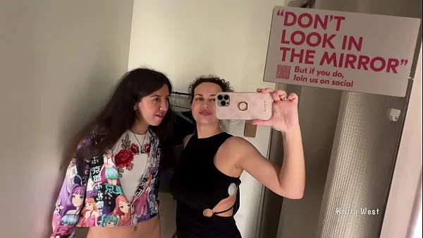 Two horny bitches in the public locker room